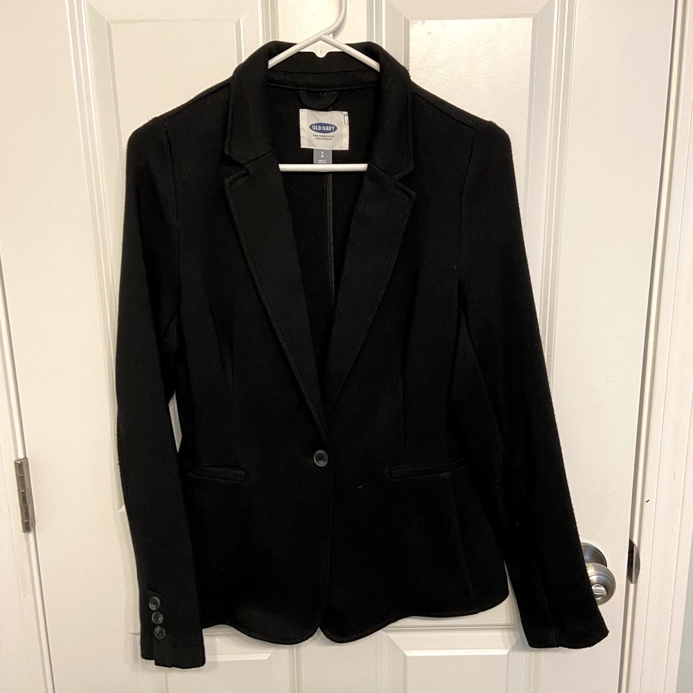 Black One Button Blazer
